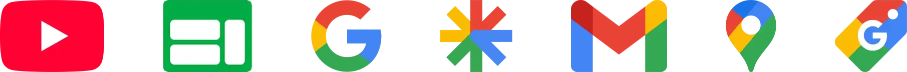 google-kanaele Icons der wichtigsten Google Kanäle, präsentiert von deiner Google Ads Agentur Koblenz