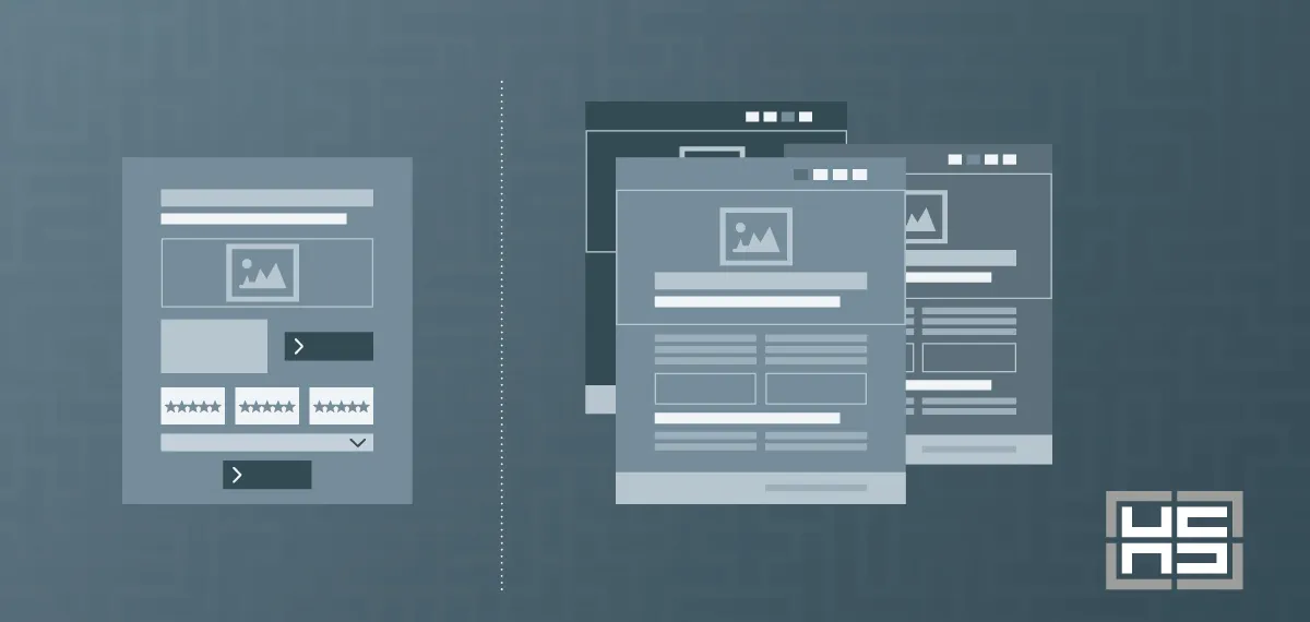 Eine Grafik zeigt beim Landingpage-Design den Unterschied zwischen Landingpage und Website