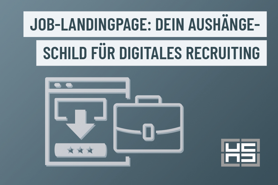 Eine Job-Landingpage wird als stilisierte Grafik dargestellt