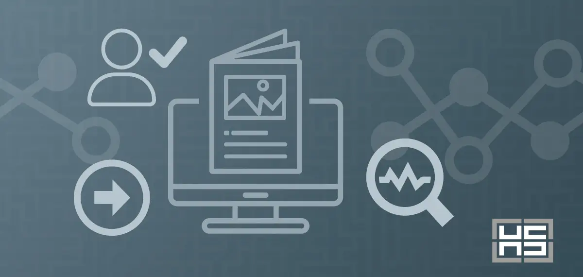 Icons symbolisieren Merkmale einer digitalen Imagebroschüre