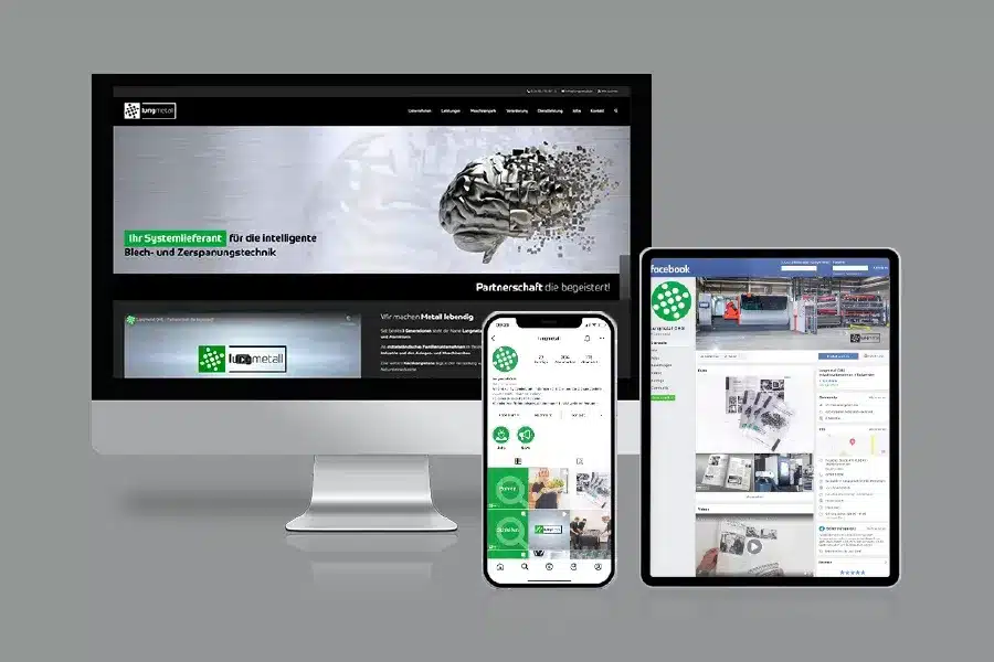Webseiten-Mockup auf Bildschirm mit modernem Corporate Design für digitale Markenpräsenz