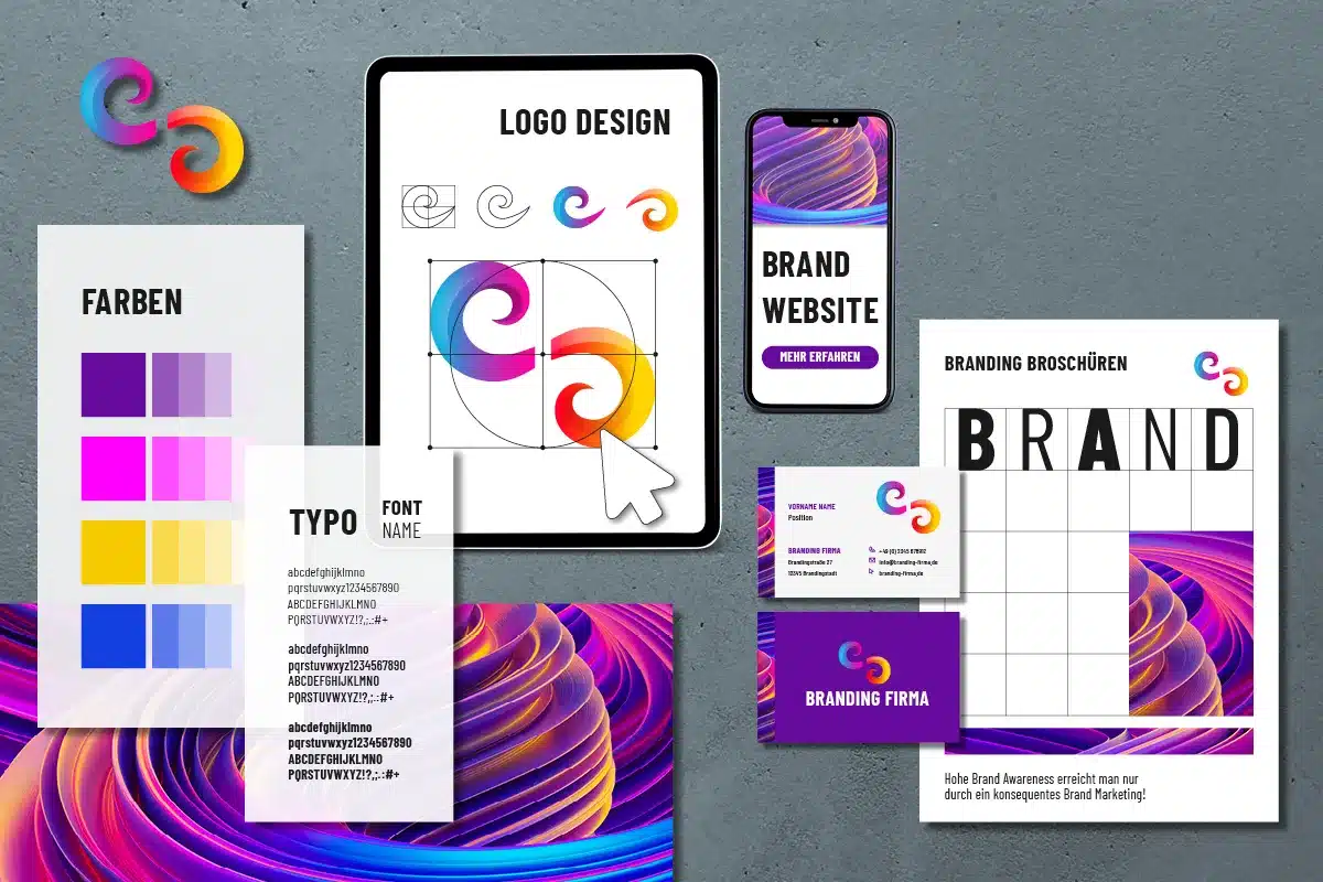 corporate-design-agentur-koblenz-moodboard corporate design moodboard mit farbpalette logo-ideen typografie und branding layout agentur koblenz