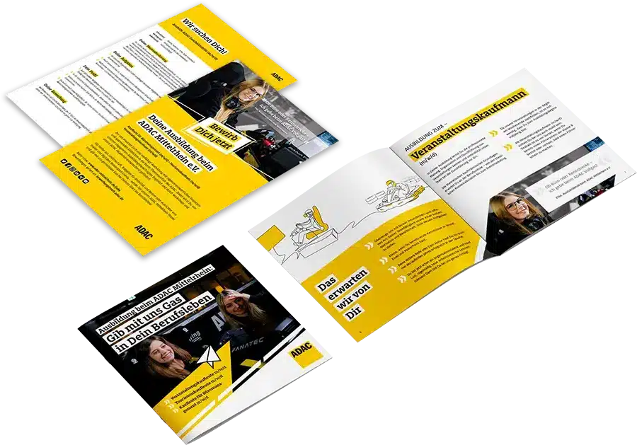 print-design-andernach-flyer Verschiedene Flyerformate symbolisieren die Möglichkeiten im Printdesign
