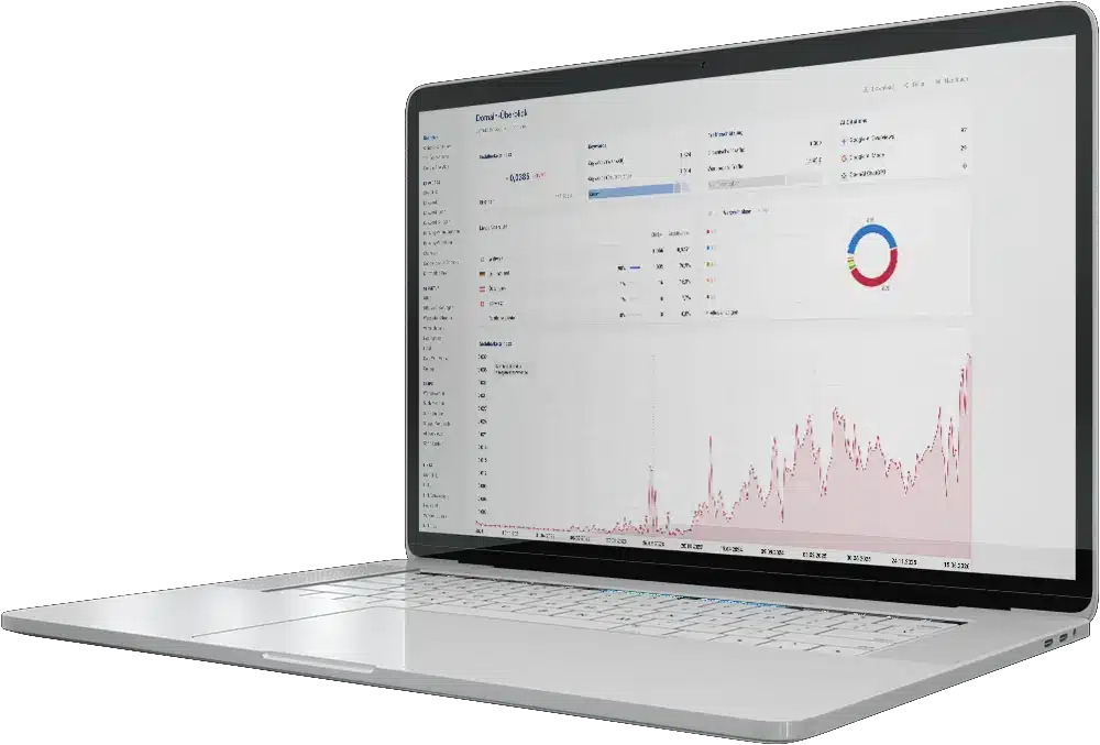 performance-reporting-koblenz Laptop mit Webanalyse-Dashboard und Performance-Report – professionelle Webanalyse Koblenz für Website-Traffic und Online-Marketing.